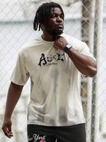 Gym Rark Fashionable And Loose-Fitting Sports T-Shirt For Men Plus Size - Apricot - View 3