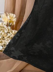 Soleia Đầm ngắn nữ mùa hè màu trơn có bèo nhún và dây đeo - màu đen - Xem 3