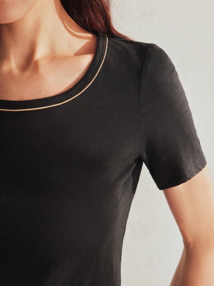 MOTF Classy CONTRAST PIPING SHORT SLEEVE TEE