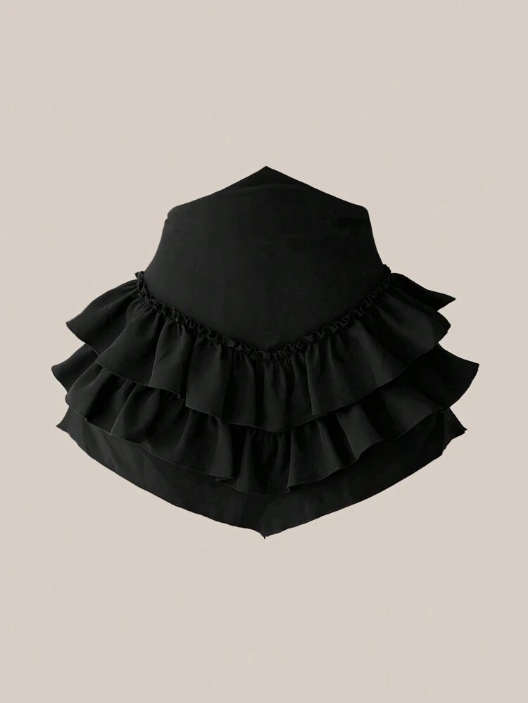 Plus Size High Waisted Pointed End Layered Ruffles Skirt