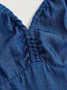 SHEIN MOD Summer Denim Effect Cutout Strappy Dress - Blue - View 3