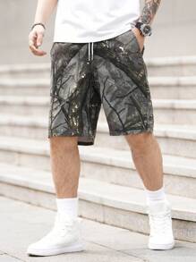 Manfinity Roughcore Men Fashionable Loose-Fit Summer Waist-Tied Straight Shorts - Multicolor - View 4