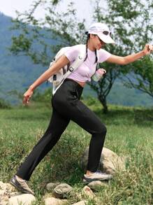 In My Nature 女款印花細節錐形戶外跑步褲 - 黑色 - 查看 4