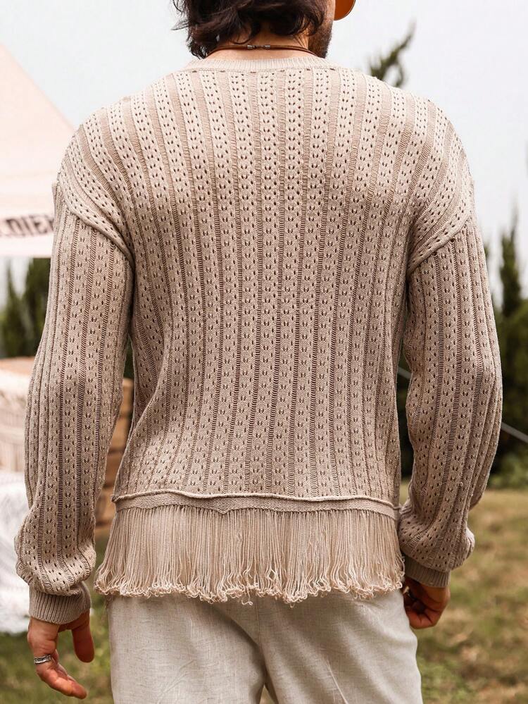 Men Solid Color Pullover Long Sleeve Sweater