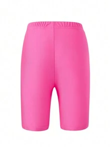 Shorts de Motociclista Casuais Rosa para Meninas Pré-Adolescentes com Design Justo