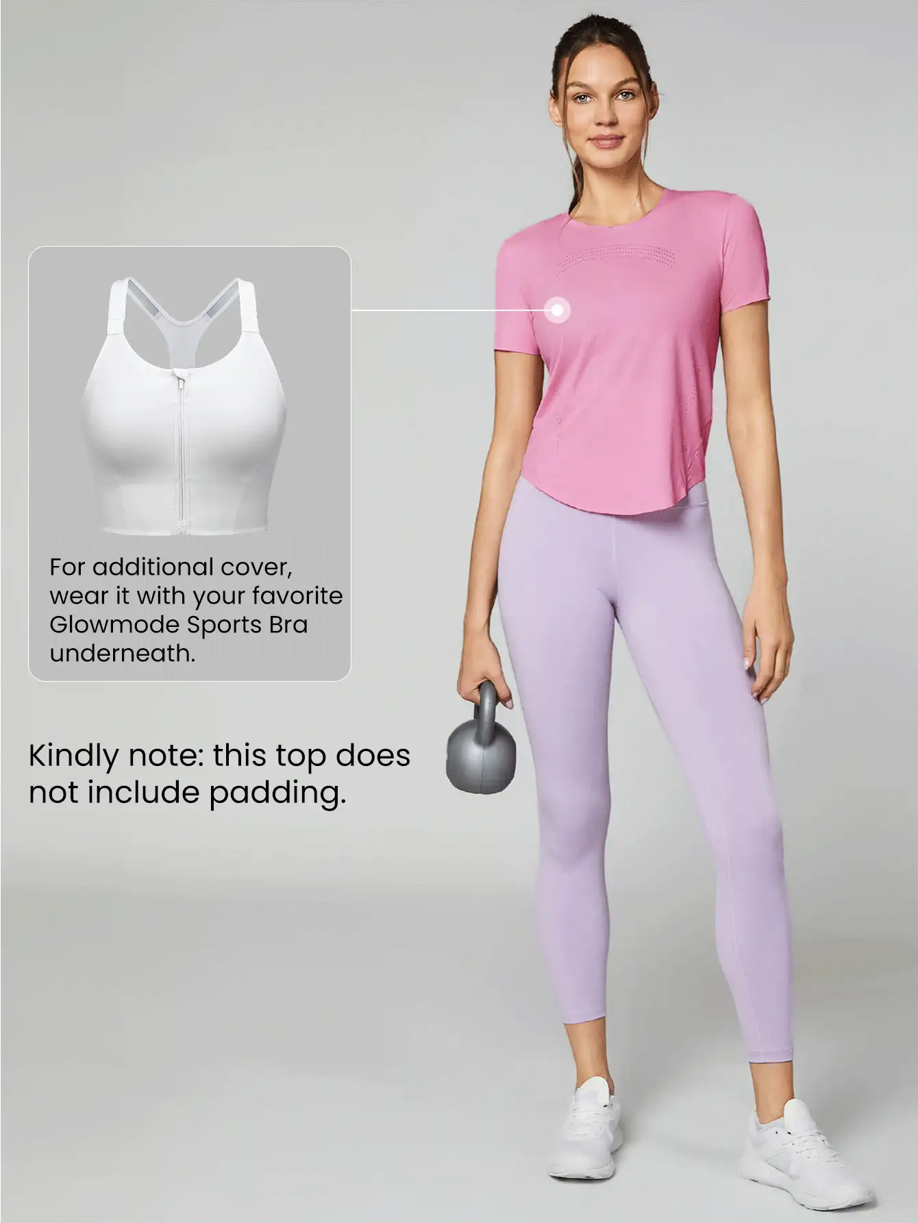 GLOWMODE OptiDry Schnelltrocknendes, lasergeschnittenes reflektierendes Tee für hochintensives Training, Jogging, Laufen, Workout, Fitnessstudio, Radsport - Pink - Übersicht 7