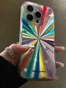 1PC Luxury Laser Radiant Firework Rainbow Color Phone Case Compatible With Iphone 16 15 14 13 12 11 Pro Max Glitter Star Lens Protection Soft Cover - Color - View 4