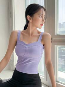 DAZY Simple And Slim-Fit Sports Bra With Chest Pad - Purple - View 4