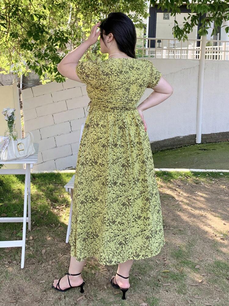 Dazy Petite Plus Plus Size Women's Random Printed Simple Daily Short Sleeve Dress Sundress Vacation