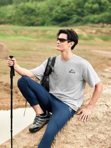 In My Nature Men Outdoor Simple Printed Round Neck Short Sleeve T-Shirt - Grey - View 10