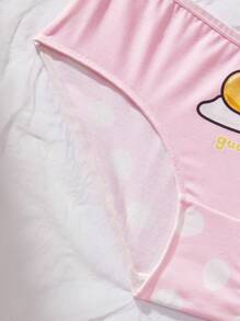 Gudetama X SHEIN Plus Size Comfortable Cartoon And Polka Dot Print Brief