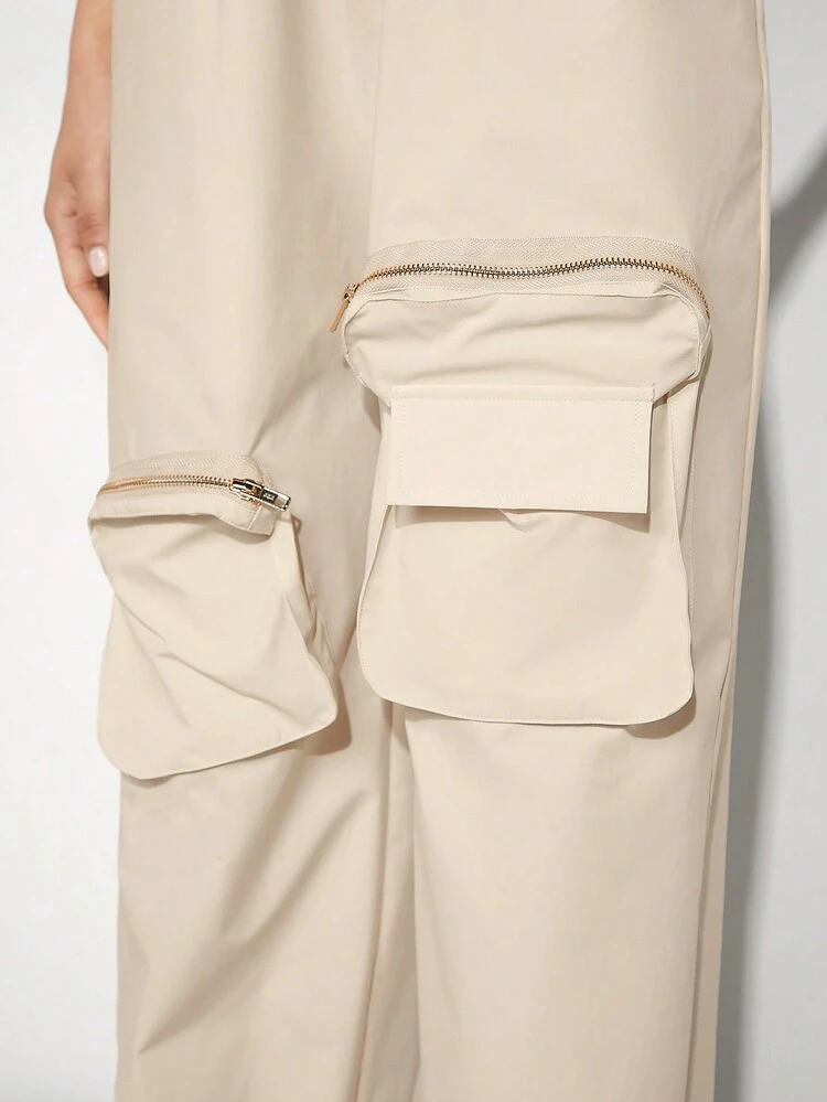 Flap Pocket Side Cargo Tube Jumpsuit