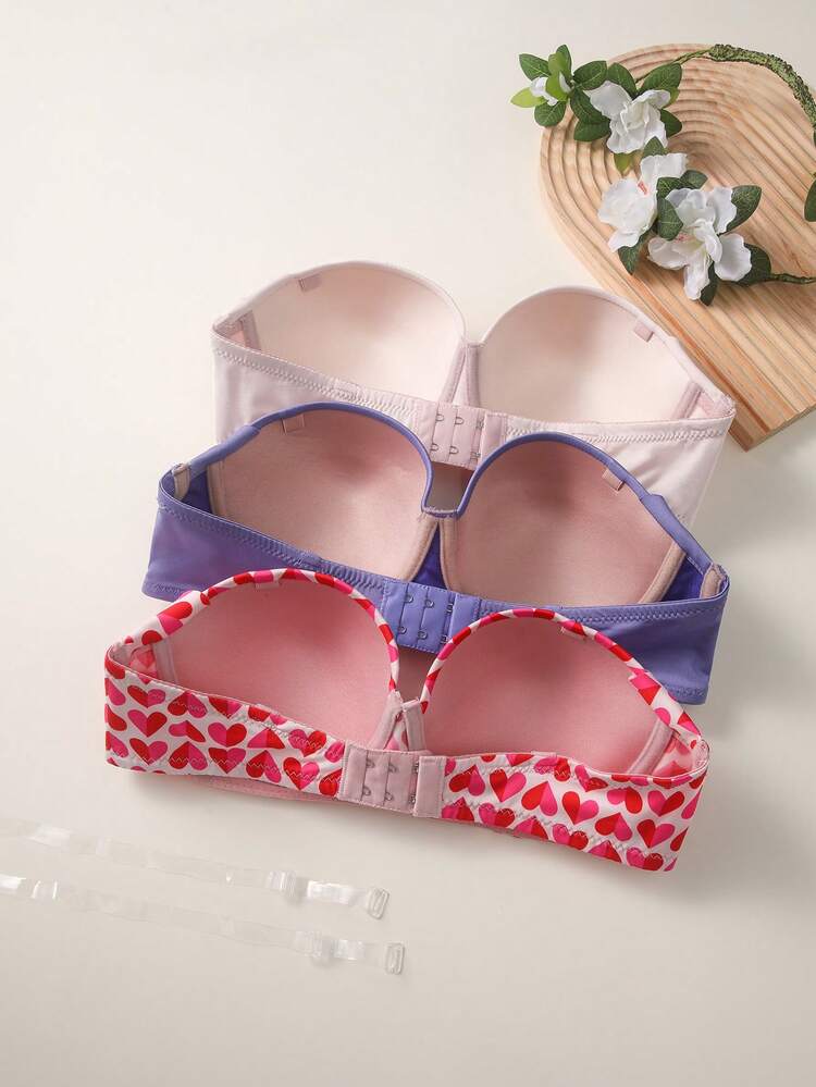 Women Underwire Strapless Bras, Pack Of 3