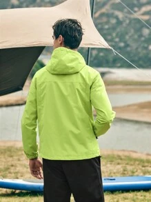 In My Nature Jaqueta Masculina com capuz simples, zíper frontal, cor sólida e perfeita para atividades ao ar livre - Verde - Visão 2