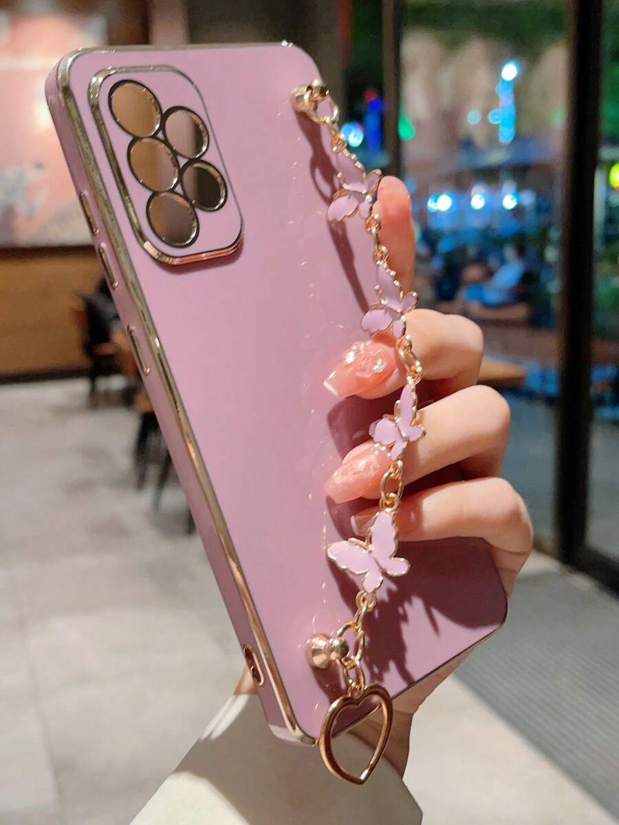 1 ốp lưng điện thoại TPU mạ điện 6D kèm 1 dây đeo cổ tay mạ điện, tương thích với iPhone, , , , Oppo và các điện thoại thông minh khác. Tương thích với iPhone 15/15 Plus/15 Pro/15 Pro Max, phiên bản quốc tế, không phải phiên bản nội địa. - Màu tím - Xem 1