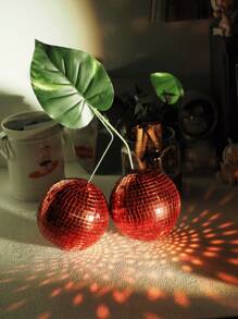 Cherry Disco Ball Decor, Double Mirror Ball Cherry Decor For DJ Club Stage Bar Party Wedding Holiday Decoration Home Decor Best Gifts Birthday Graduation Christmas Decorations Room Decor Christmas - Red - View 7
