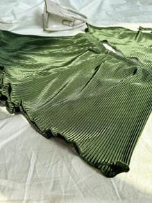 Elamini Của phụ nữ Màu thuần Halter Neck Không tay Áo Và Bộ quần short - màu xanh lá - Xem 6