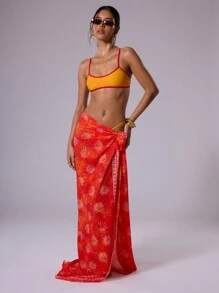 Musera Resort Women Bikini Tops Contrast Binding Blok Warna Plain Seksi - Merah - View 5