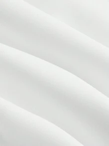 SHEIN MOD White Short Bodycon Dress With Puff Sleeves, V-Neckline And Ruffle Trim, For Spring And Summer - White - View 4