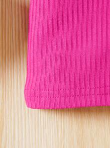 Young Girl Fashionable Ruffled Trim Tank Top For Summer - Hot Pink - View 5