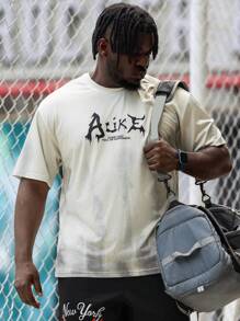 Gym Rark Fashionable And Loose-Fitting Sports T-Shirt For Men Plus Size - Apricot - View 6