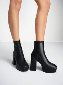 SHEIN X Lucía Bellido Sugerpunk Botines de plataforma impermeables de tacón alto, zapatos de vacaciones, rebajas de verano, estilo Y2K, punk, de moda, cool, deportivos, para Navidad, otoño, Año Nuevo y festividades