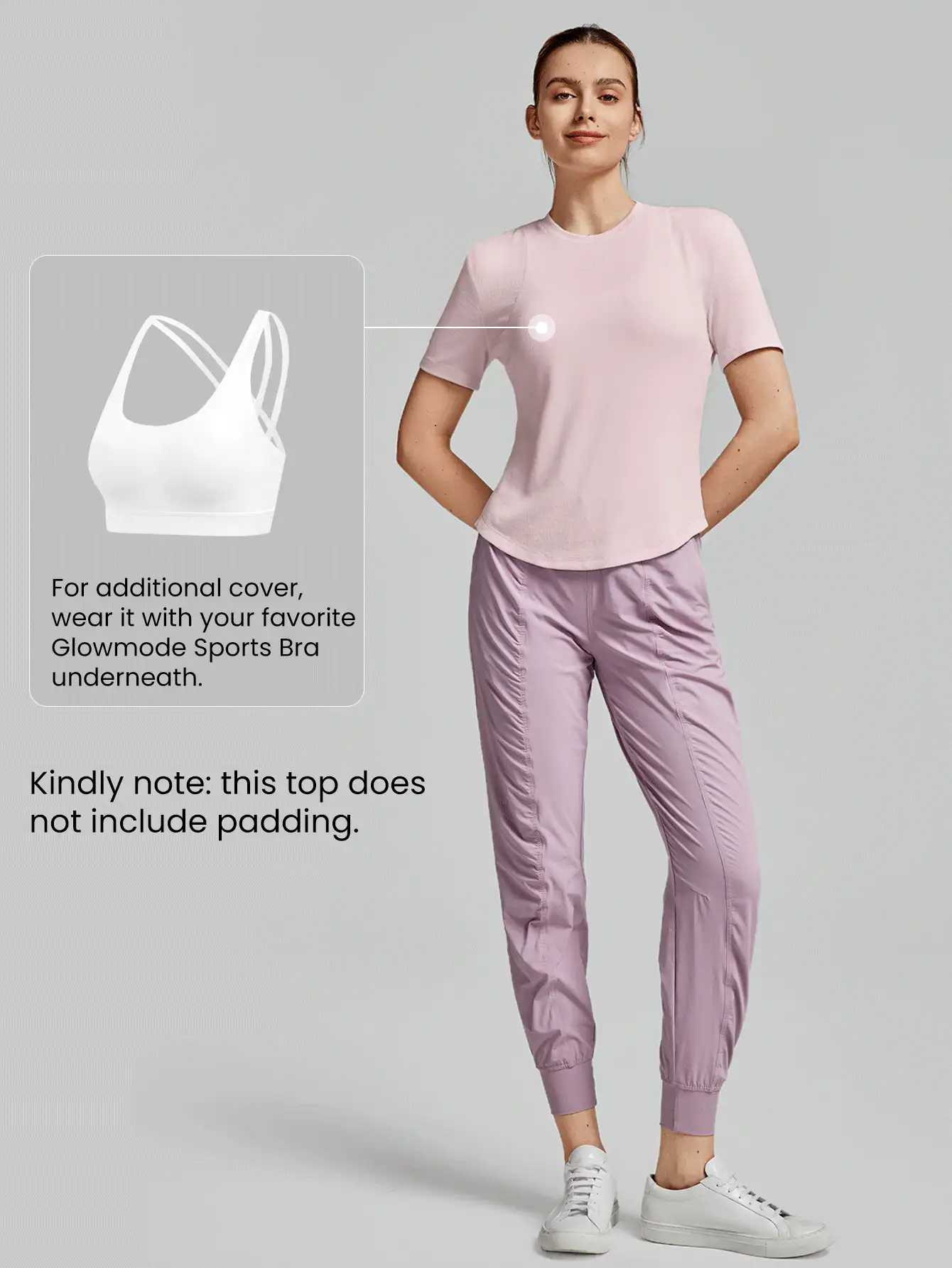 GLOWMODE 女性運動短袖T恤和背心 - 粉色 - 查看 5