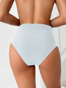SHEIN Swim Women's Solid Color Minimalist Bikini Bottoms For Vacation,Summer Beach