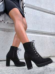 CUCCOO GRLICON Women's Ankle Boots, Y2K Style, Punk Style, Biker Style, Cool Girl Style, Suitable For Halloween, Christmas, Party - Black - View 4