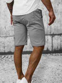 Men's Casual Solid Color Shorts, Summer - Light Grey - View 2