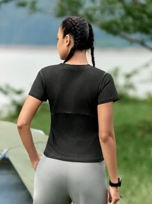 In My Nature Solid Color Round Neck Short Sleeve Summer Outdoor T-Shirt - Grey - View 8