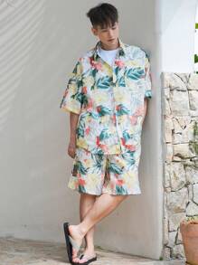 DAZY Men's Summer Floral Print Shirt And Pants Set - Multicolor - View 9