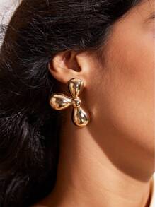 SHEIN X SAMADHI SHEIN BAE 時尚合金電鍍幾何耳環