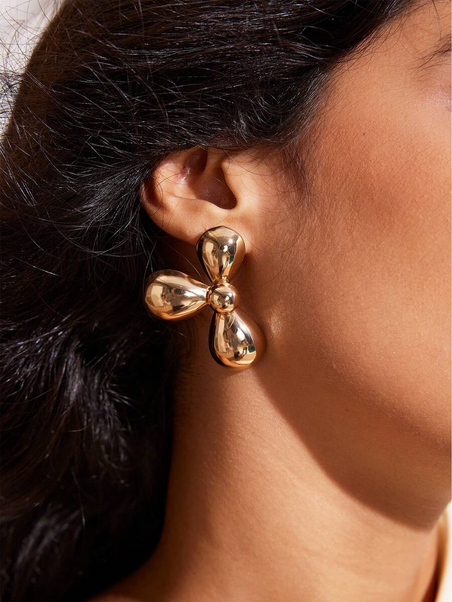 SHEIN X SAMADHI SHEIN BAE 時尚合金電鍍幾何耳環