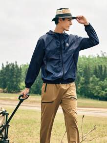 In My Nature Men's Solid Color Outdoor Jacket With Zipper Pockets Hiking Clothes