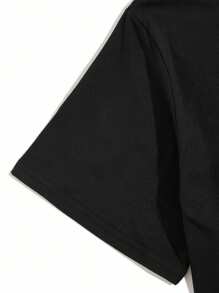 Camiseta de manga corta de cuello redondo con estampado de cruz manuscrita para hombre en verano - Negro - Ver 6