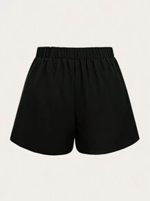 SHEIN Clasi Plus Size Casual Shorts With Pendant Decoration For Summer - Black - View 2
