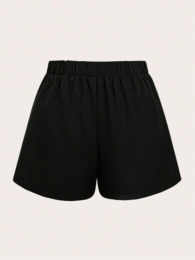 Plus Size Casual Shorts With Pendant Decoration For Summer