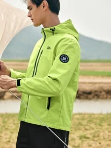 In My Nature Jaqueta Masculina com capuz simples, zíper frontal, cor sólida e perfeita para atividades ao ar livre - Verde - Visão 4