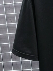Camiseta de manga corta de cuello redondo casual de verano para hombre con estampado de letra y ola