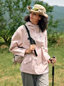 In My Nature 女士戶外運動城市通勤腰收防曬帽夾克，防風防水