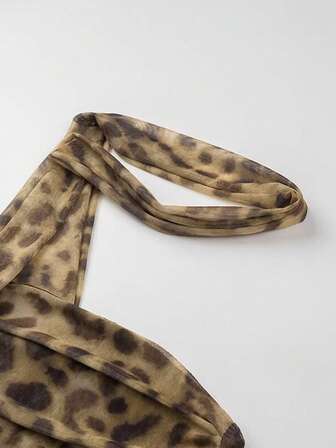 Top tubo fruncido con estampado de leopardo de moda de verano