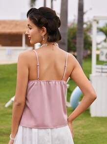 Vintamour Top de encaje informal para damas estilo vintage para vacaciones, Top de tirantes de encaje suelto para primavera/verano, ropa para vacaciones en resort hawaiano, ropa de playa para mujeres, blusas para salir, top halter