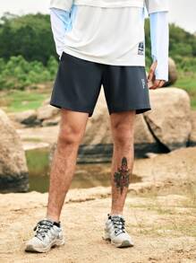 In My Nature Men's Solid Color Simple Outdoor Casual Shorts - Dark Grey - View 7