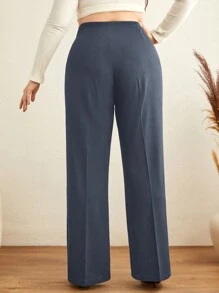 RueChic Solid Flare Leg Pants - Cadet Blue - View 2