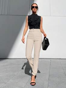 Pantalones ajustados de talle alto - Albaricoque - Ver 5