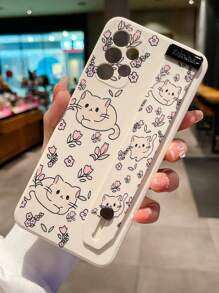 Holder Cat Print Phone Case With Hand Strap Compatible With IPhone15/15Plus/15Pro/15Promax Waterproof Shockproof Anti-Fall Scratch Resistant - Multicolor - View 5