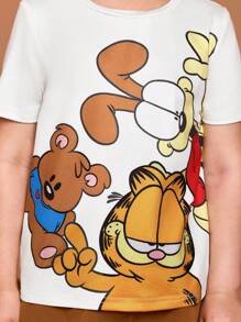 Young Boy Casual Cartoon Printed Short Sleeve T-Shirt, Summer