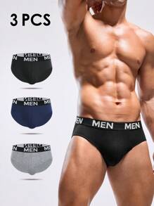 Men Triangle Underwear With Letter Weaved Band (Set Of 3) - Multicolor - View 1