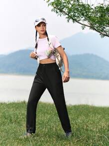 In My Nature 女款印花細節錐形戶外跑步褲 - 黑色 - 查看 2